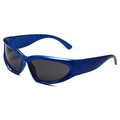 Steampunk cycling sports sunglasses in vibrant royal blue with dark grey lenses - Dark Blue Frame Grey Lens
