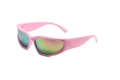 Pink steampunk sports sunglasses with colorful gradient mirror lenses and wrap-around frame - Pink Frame Pink Mirror