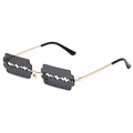 Modische randlose Sonnenbrille in Rasierklingenform mit grauen Gläsern und Goldrahmen - Goldener Rahmen Graue Gläser