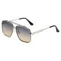 Silver double-bridge aviator sunglasses with gradient polarized lenses and metal frame - Silver Frame Green Tea
