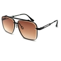 Classic double bridge metal sunglasses with brown gradient lenses in a black frame - Black Frame Gradient Tea