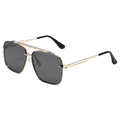 Classic double-bridge metal aviator sunglasses with polarized lenses in gold and black - Gold Frame Grey Lens