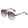 Black double-bridge aviator sunglasses with purple gradient lenses on white background - Black/Gray