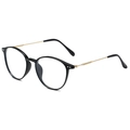 Montatura per occhiali tonda vintage nera e oro da donna con lenti anti luce blu e stile retrò - Montatura Oro Nero