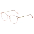 Montatura rotonda rosa trasparente con sottili stanghette in metallo dorato su bianco - Oro Rosa