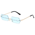 Frameless razor blade sunglasses with light blue lenses and gold metal frame - Gold Frame Transparent Blue Lens