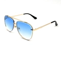 Occhiali da sole aviator dorati con lenti sfumate blu e montatura in metallo a doppio ponte - Montatura Oro Sfumata Blu