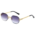 Gafas de sol octagonales sin montura con lentes degradadas moradas y patillas doradas - Montura Dorada Doble Gris