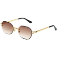 Gafas de sol sin montura con lentes degradados marrones y patillas doradas - Montura Dorada Doble Té