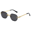 Gafas de sol poligonales sin montura con patillas doradas y lentes gris oscuro - Montura Dorada Lente Gris