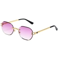 Gafas de sol sin montura en metal dorado con lentes degradadas moradas y corte geométrico - Montura Dorada Degradado Púrpura