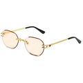 Chic rimless polygon sunglasses with orange lenses and golden metal textured temples - Gold Frame Champagne