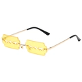 Unique razor blade shaped sunglasses with bright yellow lenses and gold metal frames - Gold Frame Yellow Lenses