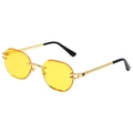 Rimless rimless sunglasses with yellow tinted lenses and gold engraved metal frame - Gold Frame Yellow Lenses