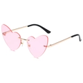 Gafas de sol de corazón sin montura con lentes degradadas rosa y marco dorado - Montura Dorada Lentes Rosas