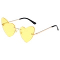 Fashionable rimless heart shaped sunglasses with yellow lenses and golden metal frame - Gold Frame Yellow Lenses