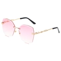 Gafas de sol sin montura para mujer con lentes degradadas rosas y patillas doradas - Montura Dorada Degradado Rosa