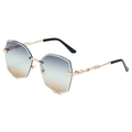 Lunettes de soleil sans monture dégradées pour femmes avec branches tissées dorées - Monture Dorée Dégradé Gris-Brun