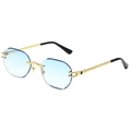 Rimless small frame sunglasses with gold woven metal temples and blue gradient lenses - Gold Frame Blue Gradient