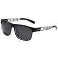 Polarized sports sunglasses with black square frames and marble textured temples - Black White Marble Texture Frame Grey Lens
