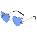 Lunettes de soleil cœur flamme sans monture avec verres bleus et cadre doré - Monture Dorée Verres Bleu Foncé