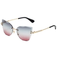 Occhiali da sole cat-eye senza montatura con lenti sfumate grigio-rosa e metallo dorato - Cornice Dorata Sfumata Grigio Rosso