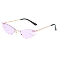 Lunettes de soleil œil-de-chat sans monture flamme violette avec monture dorée pour femme - Monture Dorée Verres Violets