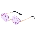 Schicke lilafarbene Sonnenbrille in Blattform mit Goldrahmen für Sommerpartys - Goldrahmen Lila Gläser