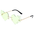 Lunettes de soleil cœur flamme sans monture avec verres vert clair et branches dorées - Monture Or Vert