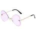 Retro randlose Schmetterling Herz Sonnenbrille mit lila Gläsern und Goldgestell - Goldrahmen Lila Gläser