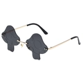 Fashionable rimless mushroom sunglasses with grey lenses and gold metal frames for women - Gold Frame Grey Lens
