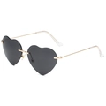 Lunettes de soleil rétro sans monture en forme de cœur avec verres gris et branches dorées - Monture Dorée Verres Gris