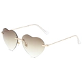 Lunettes de soleil rétro en forme de cœur sans monture avec verres dégradés marron et or - Monture Dorée Thé Dégradé