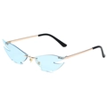 Frameless flame-shaped sunglasses with light blue lenses and gold metal temples - Gold Frame Transparent Blue Lens