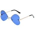 Lunettes de soleil cœur sans monture avec verres bleus et monture en métal doré - Monture Dorée Verres Bleu Foncé