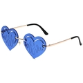 Blue heart shaped flame sunglasses with gold metal frame and Y2K aesthetic style - Gold Frame Dark Blue Lens