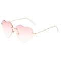 Lunettes de soleil rétro sans monture en cœur avec verres dégradés roses et métal doré - Monture Dorée Dégradé Rose