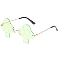 Chique paddenstoelvormige zonnebril met groene glazen en dun goudkleurig metalen frame - Gouden Frame Groen
