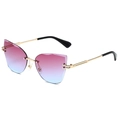 Fashion rimless cat-eye sunglasses with pink to blue gradient lenses and gold metal frame - Gold Frame Purple Blue Gradient
