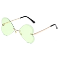 Lunettes de soleil rétro sans monture en forme de cœur avec verres vert clair et branches dorées - Monture Or Vert
