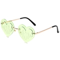 Stylish heart-shaped sunglasses with light green flame lenses and gold metal frame - Gold Frame Green