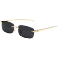 Frameless sunglasses with gold leopard head temple and dark lenses in a luxury design - Gold Frame Grey Lens