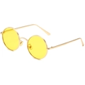 Retro round punk sunglasses with gold metal frame and yellow transparent lenses - Gold Frame Yellow Lenses
