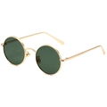 Classic retro round metal sunglasses in gold frame with dark green lenses for men - Gold Frame Dark Green Lenses