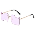 Lunettes de soleil sans monture tendance avec verres violets et cadre doré - Monture Dorée Verres Violets