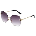 Frameless polygonal sunglasses with purple gradient lenses and gold metal temples - Gold Frame Double Grey