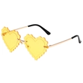 Unique heart shaped rimless sunglasses with vibrant yellow scalloped lenses and gold frame - Gold Frame Yellow Lens