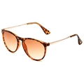 Gafas de sol de aviador retro en carey con lentes degradadas marrones y patillas doradas - Marco leopardo brillante patillas doradas lentes té degradado