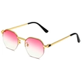 Lunettes de soleil hexagonales rétro en métal avec verres dégradés roses et or - Monture Or Rouge Vin