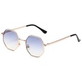 Vintage octagonal gold metal sunglasses with purple gradient lenses for men and women - Gold Frame Blue to Yellow Gradient